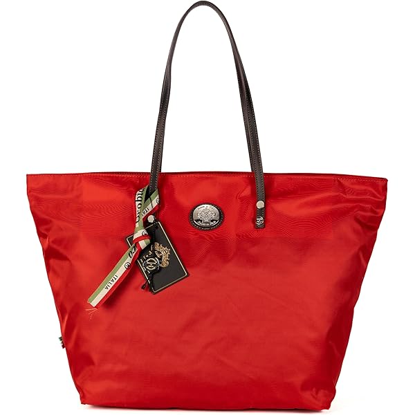 Orobianco Barrady Tote Bag - Black Nylon/Brown Leather: Buy Online